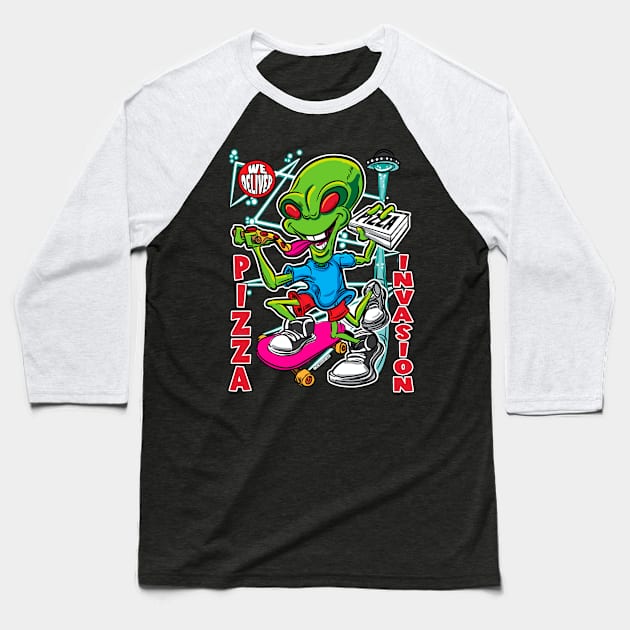 Pizza Invasion Baseball T-Shirt by eShirtLabs